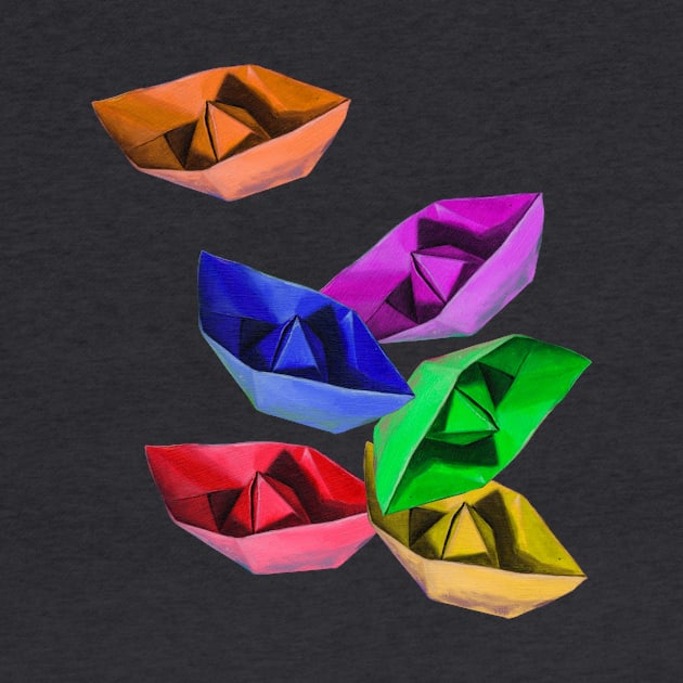 Bunch of colored paper boats by ABelloArt